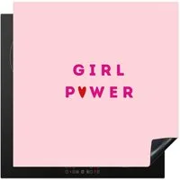MuchoWow Herd-Abdeckplatte Girl-Power - Rosa - Herz, Vinyl, (1 tlg), Cerankochfeld Abdeckung, Herd Abdeckplatten Vinyl, 58x59 cm