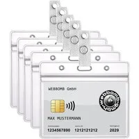 WEBBOMB Schlüsselanhänger 5x Ausweishülle ZIP Kartenhalter wasserdicht für 1-2 Karten + 5x Clip (5-tlg)