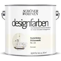 SCHÖNER WOHNEN FARBE Wandfarbe Schöner Wohnen Designfarben 2,5 Ltr. Natürliches Blütenweiß Nr. 15