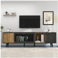 BlingBin TV-Schrank Lowboard TV-Ständer Holz TV-Boards (Wohnzimmermöbel, 1-St., 200x40x55,5 cm) Mit Changhong-Glas, für einen 90-Zoll-Fernseher Geeignet