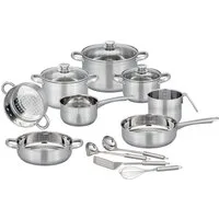 GSW Topf-Set Toronto, Edelstahl (Set, 15-tlg), mehrteiliges Kochtopf-Set aus Edelstahl inkl. praktischer Küchenhelfer