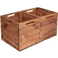 Kistenkolli Altes Land Allzweckkiste 2er set Holzkiste Vintage Ocker passend für Kallax und Expeditregale (Spar-Set, 2er Set)