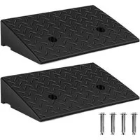 Clanmacy Auffahrrampe Bordsteinrampe Gummirampe Rollstuhlrampe für Auto Rollator 49x30x11cm (2-St)