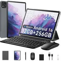 KINGRID 11,5" T12Pro 2,8K Android 16 WiFi 256GB 4GLTE Mit Tastatur/Maus/Hülle Tablet (11,5", 256 GB, Android 16, 4G LTE, 8000mAh, Gemini-KI, 2800x1840, Octa- Core, 32(8+24)GB)