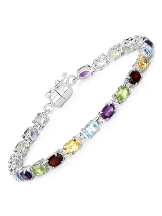 Vira Jewels Armband 925-Sterling Silber rhodiniert Multicolour oval