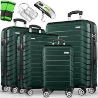 tillvex Trolleyset tillvex® Reisekoffer Set Koffer Hartschale Trolley Kofferset Tasche, (TSA Schloss Rollkoffer S-M-L-XL, 4 tlg., 4 Rollen Trolley Gepäck Koffer), Reisekoffer Set 4-TLG. + Gepäckwaage, 8X Gurte & 4X Anhänger Kofferset