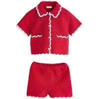 Next Shirt & Shorts Gehäkeltes Set mit Bogenkantensaum (2-tlg)