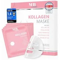 Medical Beauty Cosmetics Gesichtsmaske Kollagen Hydrogel Maske mit Hyaluron, Niacinamid, Probiotika Komplex Packung, 5-tlg., Glass Skin Glow Effekt, hochkonzentriert mit 52.000 ppm.