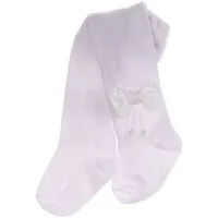 La Bortini Strumpfhose Strumpfhose in Weiß mit Schleifen Baby Kinder Strumpfhosen für Taufe mit Schleifchen