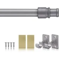 Bestlivings Caféhausstange aus Edelstahl für Bistro-, Scheiben- oder Küchengardinen, Ø 12 mm, 1-läufig, ausziehbar, ohne Bohren, geklebt, geklemmt, verschraubt, Metall, inkl. Trägerhaken, Selbstklebepads & Schrauben