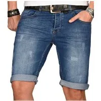 Alessandro Salvarini Shorts Herren Jeans – Used Look Stretch Denim Sommer Moderne Shorts mit Waschung und hohem Tragekomfort
