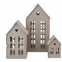 Grafelstein Kerzenlaterne 3tlg. Laterne HERZENSHAUS beige Haus Metall Lichterhaus mit Herzaussch
