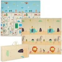 relaxdays Spielmatte Faltbare Spielmatte Tiere und Straße
