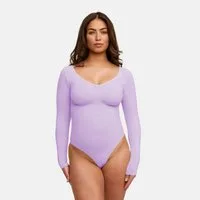 cfab (creamy fabrics) Shaping-Body Bodysuit Sculpting Shapewear Longsleeve mit Slip-Lavender-5XL (1-tlg)