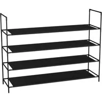Sekey Schuhregal Schuhständer Metall XXL Ständer Regale Extra Breit 98,5 cm, 4 Ebenen, 16-25 Paar Schuhe, stapelbar & platzsparend, Vlies
