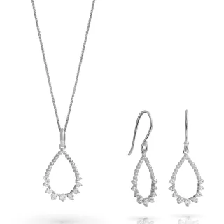 Orphelia 'Petal' Damen-Set aus 925er Sterlingsilber: Halskette + Ohrringe – Silber SET-7564