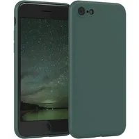 EAZY CASE Handyhülle für Apple iPhone SE 2022/2020 iPhone 8/7 Hülle Silikon 4,7 Zoll, Silikon Schutzhülle mit Kameraschutz kratzfest bumper Grün / Nachtgrün