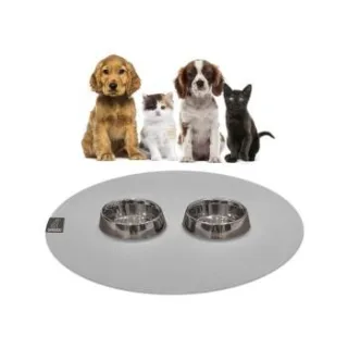 SANOZOO ® - runde Napfunterlage - Öko-Tex und Made in Germany hellgrau 60 cm, 60 cm
