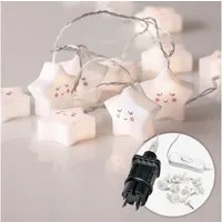 COZY HOME LED-Lichterkette Sternen Batterie und Stecker, 20 LED I 5m I Warmweiße LED-Stern Lichterkette I Kinderbett Bunt Deko
