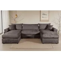 OTTO home Wohnlandschaft Cosy U-Form, B: 309 cm, Sitzaufbau im Sandwich-Federkern, 2 Zierkissen, Mega-Sofa, Cord oder Struktur weich, Kaltschaumauflage