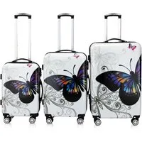 Deuba Trolleyset, Reisekoffer Trolley Koffer ABS PC Gehäuse Zwilllingsrolle Schloss