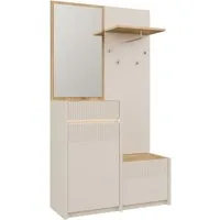 FORTE Kompaktgarderobe Oak Squere Garderobe, 1 Türe, 1SK, 1 Klappe B/H/T 108,4 /195,9/41,7 cm Spiegel, Haken, Kleiderstange