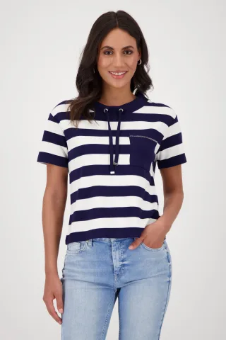 monari - T-Shirt mit Ringel navy blue ringel - Gr. - 46