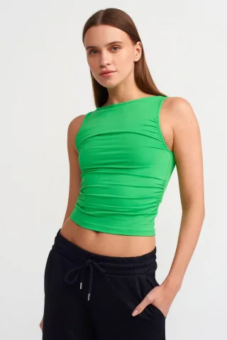 Ärmellose Crop-Bluse mit Bootsausschnitt
