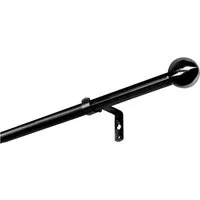 SN DECO GROUP Gardinenstange Kugel 1-läufig, inkl. Zubehör, Fixmaß, Ø 16 mm, Stahl, Komplettset mit Endstücken, Trägern, Ringen und Faltenleghaken