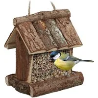 relaxdays Vogelhaus Vogelfutterhaus Rinde