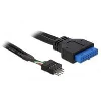USB 2.0 Adapterkabel, 8 Pin Header Stecker > USB 3.2 Pin Header Buchse schwarz, 60cm