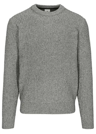 BASEFIELD - Rundhals Pullover grey mel. - Gr. - M