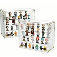 BlingBin Vitrine Acryl Schaukasten für Figuren & Modelle, mit Staubschutz (2er Set, 2-St., Transparente Acryl-Vitrine für Sammlerstücke, 4 Ebenen, 36 x 23 x 27cm) Acryl-Aufbewahrungsbox mit Magnetverschluss, für Sammlerstücke, Puppen