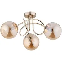 Licht-Erlebnisse Deckenleuchte BRIONI, ohne Leuchtmittel, 3-flammig Rauchglas Metall B: 50 cm in Gold E14 Kugel Schirm Retro