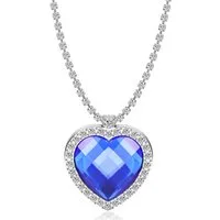 Kim Johanson Kette mit Anhänger Herz des Ozeans, aus Edelstahl, mit blauem Kristall-Herzanhänger
