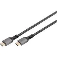 HDMI Ultra High Speed Anschlusskabel, mit Ethernet, UHD 8K schwarz/grau, 2 Meter, gesleevt
