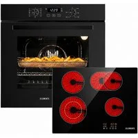 KB Elements Backofen-Set Einbaubackofen 60 cm mit 4-Zonen Glaskeramik Kochfeld 60 cm, Steam Clean, Air Fry, Circle Fan Heater, Steam Clean, Flexzone
