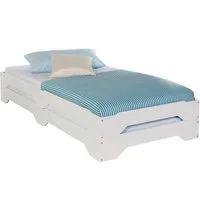 IDIMEX Funktionsbett RONNY, Strapelbett Gästebett Stapelliege Massivholzbett Set 2 Stück Kiefer ma