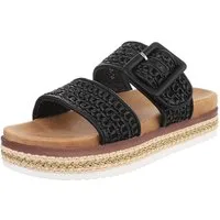Ital-Design Bequeme Damen-Sandalen mit geflochtener Oberflächenstruktur Plateausandaletten (89542885) Flach Pantoletten in Schwarz