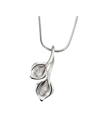 Goldmaid Anhänger mit Kette 925 Sterling Silber Gebürstet Zirkonia weiß