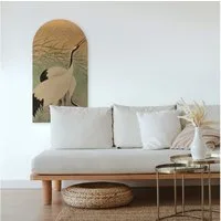 Art for the home Leinwandbild Kranich, Tiere (1 St), Bild in organischer Bogenform