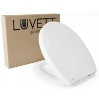 LUVETT WC-Sitz Premium, Softclose, Absenkautomatik, Sanitär, Oval D-Form Eckig (Inklusive 3 Befestigungsarten), mit Absenkautomatik, Wrap-Over, Duroplast, Deutsche Markenqualität