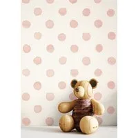 Newroom Vliestapete Big Dots Rose Tapete Kindertapete Kreise,Punkte,Wasserfarbe, Rosa Tapete Kinder Kreise - Kindertapete Jugendtapete Rose Weiß Verspielt Punkte Wasserfarbe für Kinderzimmer Jugendzimmer Babyzimmer, Jugendtapete
