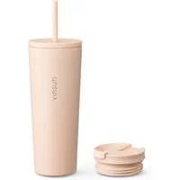 Vinsun Thermobecher Edelstahl Becher mit Strohhalm 720ml - Isolierbecher auslaufsicher, 4-tlg., Edelstahl, Doppelwandig isoliert, BPA frei, bruchfest, Kalt- und Heißgetränke