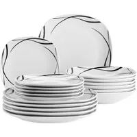 MÄSER Tafelservice DECORA, Teller Set, Porzellan (18-tlg), 6 Personen, Porzellan