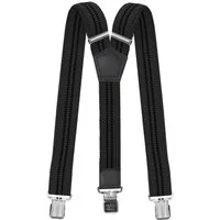 Fabio Farini Hosenträger 4cm Breites Y-Design verstellbar mit extra starken Clipverschluss, Grau (schwarze Streifen)