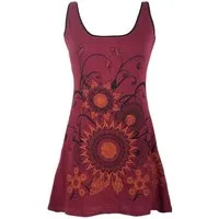 Vishes Sommerkleid Ärmelloses Blumenkleid mit weitem Ausschnitt Hippie, Ethno, Goa Style