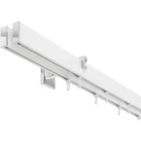 DécoProfi Innenlaufschiene Gardinenstange eckig SHORT 2-läufig, Wandträger, verschraubt, Aluminium / Zinkguss, Set komplett