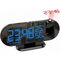 Forrlite Wecker wecker Digital mit 180° Projektor, LED-Anzeige, 3-stufigem Helligkeitsdimmer,USB-Ladeanschluss & progressiver Lautstärke
