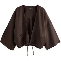 Next Shirtjacke Bomberjacke aus Leinen mit Bindedetail vorne (1-tlg)